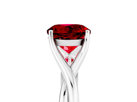 White gold Round Cut Ruby Solitaire Twist Band Prong Setting Ring_41