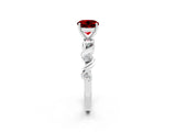 White gold Round Cut Ruby Solitaire Twisted Band with Round  Accents and Prong Setting_14