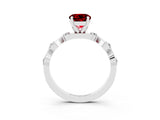 White gold Round Cut Ruby Solitaire Twisted Band with Round  Accents and Prong Setting_15
