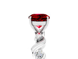 White gold Round Cut Ruby Solitaire Twisted Band with Round  Accents and Prong Setting_17