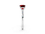 White gold Round Cut Ruby Solitaire with Side Baguettes and Channel Set Band_2
