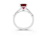 White gold Round Cut Ruby Solitaire with Side Baguettes and Channel Set Band_3