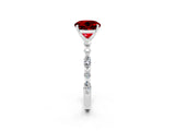 White gold Round Cut Ruby Solitaire with Side Stones on a Pavé Band and Four-Prong Setting_2