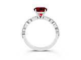 White gold Round Cut Ruby Solitaire with Side Stones on a Pavé Band and Four-Prong Setting_3