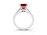 White gold Round Cut Ruby Split Shank Engagement Ring with Pavé Band_3