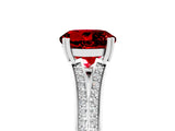 White gold Round Cut Ruby Split Shank Engagement Ring with Pavé Band_5