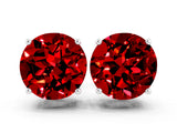 Silver 1.22 Carat Round Ruby Stud Earrings