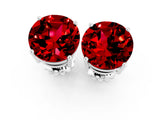 Silver 1.22 Carat Round Ruby Stud Earrings