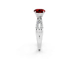 White gold Round Cut Ruby Three-Stone Ring with Pavé Split Shank and Four-Prong Setting_2