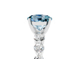 White gold Round Cut Solitaire Aquamarine Ring with Pave Band and Four-Prong Setting_5