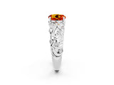White gold Round Cut Solitaire Citrine Leaf-Inspired Vine Band Ring with Prong Setting_2