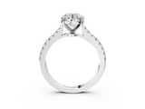 White gold Round Cut Solitaire Diamond Engagement Ring with Pave Band and Four-Prong Setting_201