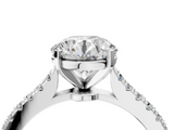 White gold Round Cut Solitaire Diamond Engagement Ring with Pave Band and Four-Prong Setting_202
