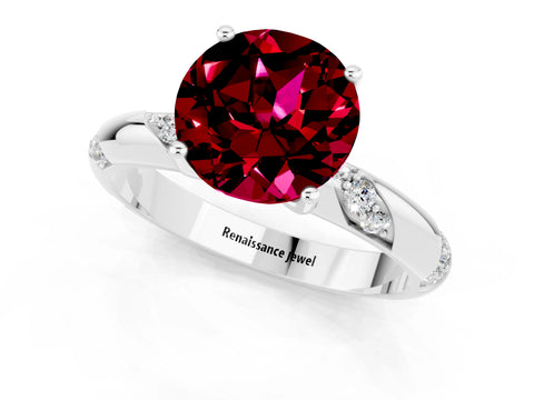 White gold Round Cut Solitaire Diamond Engagement Ring with Twisted Pave Band and Four-Prong Setting_1