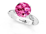 White gold Round Cut Solitaire Diamond Engagement Ring with Twisted Pave Band and Four-Prong Setting_1