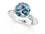 White gold Round Cut Solitaire Diamond Engagement Ring with Twisted Pave Band and Four-Prong Setting_1