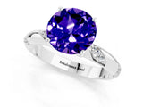 White gold Round Cut Solitaire Diamond Engagement Ring with Twisted Pave Band and Four-Prong Setting_1