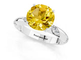 White gold Round Cut Solitaire Diamond Engagement Ring with Twisted Pave Band and Four-Prong Setting_1