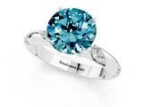 White gold Round Cut Solitaire Diamond Engagement Ring with Twisted Pave Band and Four-Prong Setting_1