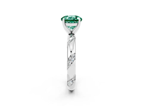 White gold Round Cut Solitaire Diamond Engagement Ring with Twisted Pave Band and Four-Prong Setting_2