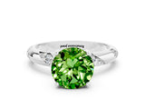 White gold Round Cut Solitaire Diamond Engagement Ring with Twisted Pave Band and Four-Prong Setting