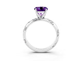 White gold Round Cut Solitaire Diamond Engagement Ring with Twisted Pave Band and Four-Prong Setting_3
