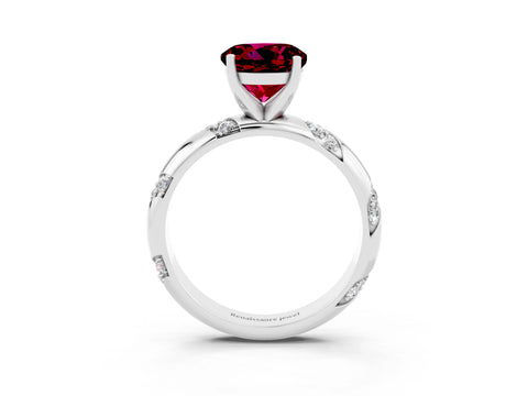 White gold Round Cut Solitaire Diamond Engagement Ring with Twisted Pave Band and Four-Prong Setting_3