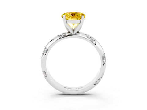 White gold Round Cut Solitaire Diamond Engagement Ring with Twisted Pave Band and Four-Prong Setting_3