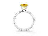 White gold Round Cut Solitaire Diamond Engagement Ring with Twisted Pave Band and Four-Prong Setting_3