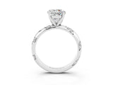 White gold Round Cut Solitaire Diamond Engagement Ring with Twisted Pave Band and Four-Prong Setting_3