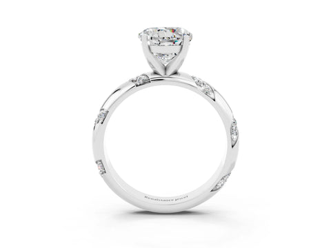 White gold Round Cut Solitaire Diamond Engagement Ring with Twisted Pave Band and Four-Prong Setting_3