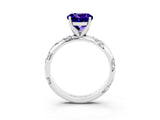 White gold Round Cut Solitaire Diamond Engagement Ring with Twisted Pave Band and Four-Prong Setting_3