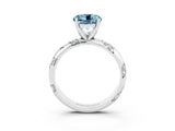 White gold Round Cut Solitaire Diamond Engagement Ring with Twisted Pave Band and Four-Prong Setting_3