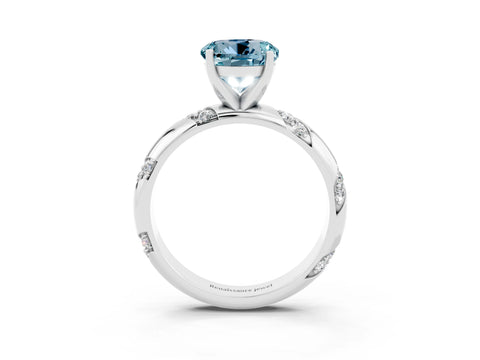 White gold Round Cut Solitaire Diamond Engagement Ring with Twisted Pave Band and Four-Prong Setting_3