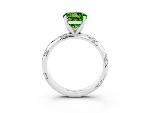 White gold Round Cut Solitaire Diamond Engagement Ring with Twisted Pave Band and Four-Prong Setting_3