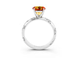 White gold Round Cut Solitaire Diamond Engagement Ring with Twisted Pave Band and Four-Prong Setting_3