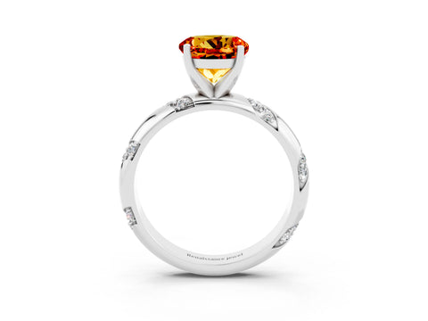 White gold Round Cut Solitaire Diamond Engagement Ring with Twisted Pave Band and Four-Prong Setting_3