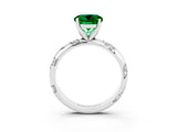 White gold Round Cut Solitaire Diamond Engagement Ring with Twisted Pave Band and Four-Prong Setting_3