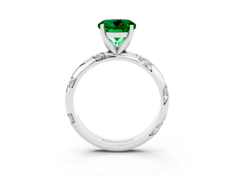 White gold Round Cut Solitaire Diamond Engagement Ring with Twisted Pave Band and Four-Prong Setting_3