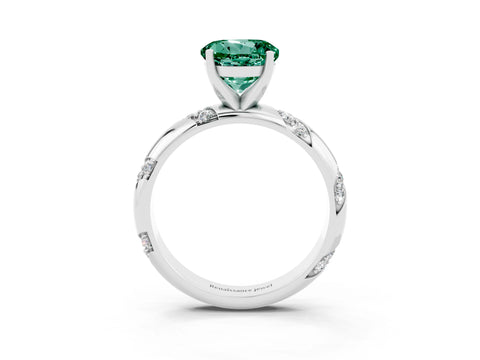 White gold Round Cut Solitaire Diamond Engagement Ring with Twisted Pave Band and Four-Prong Setting_3