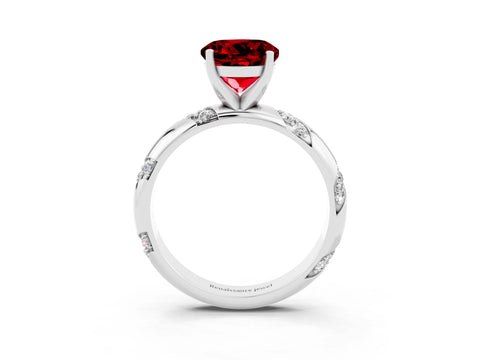 White gold Round Cut Solitaire Diamond Engagement Ring with Twisted Pave Band and Four-Prong Setting_3