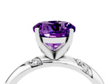 White gold Round Cut Solitaire Diamond Engagement Ring with Twisted Pave Band and Four-Prong Setting_4
