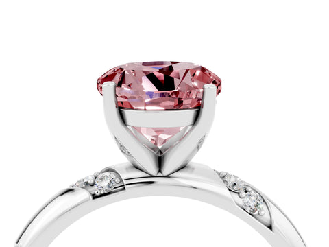 White gold Round Cut Solitaire Diamond Engagement Ring with Twisted Pave Band and Four-Prong Setting_4