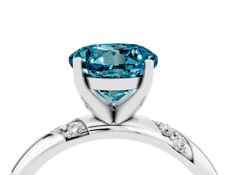 White gold Round Cut Solitaire Diamond Engagement Ring with Twisted Pave Band and Four-Prong Setting_4