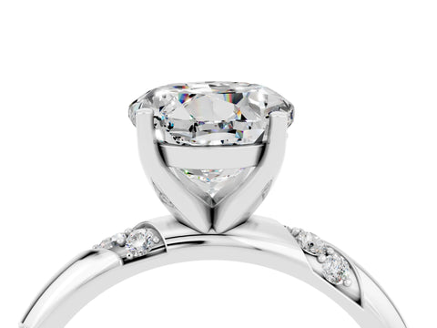 White gold Round Cut Solitaire Diamond Engagement Ring with Twisted Pave Band and Four-Prong Setting_4