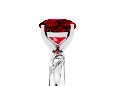 White gold Round Cut Solitaire Diamond Engagement Ring with Twisted Pave Band and Four-Prong Setting_5