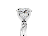 White gold Round Cut Solitaire Diamond Engagement Ring with Twisted Pave Band and Four-Prong Setting_5