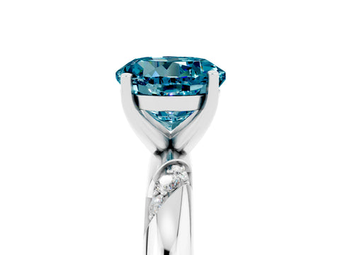 White gold Round Cut Solitaire Diamond Engagement Ring with Twisted Pave Band and Four-Prong Setting_5