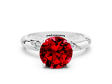 White gold Round Cut Solitaire Diamond Engagement Ring with Twisted Pave Band and Four-Prong Setting