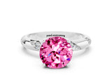 White gold Round Cut Solitaire Diamond Engagement Ring with Twisted Pave Band and Four-Prong Setting